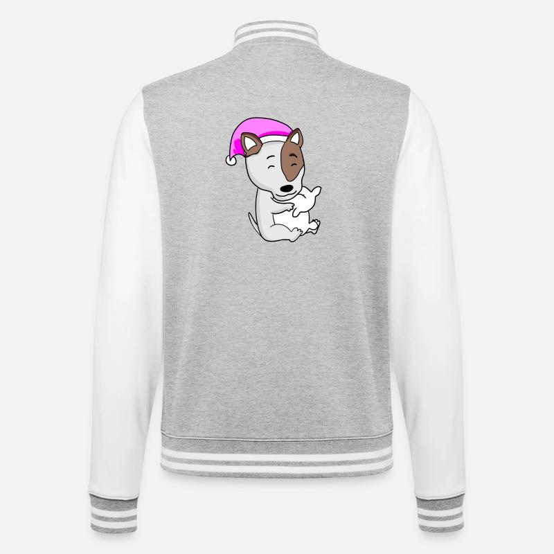 Hund Hunderasse Bullterrier - College-Sweatjacke - Grau meliert/Weiß