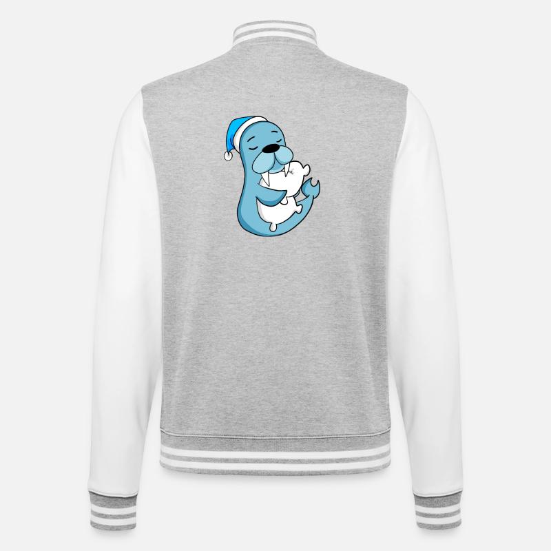 Otarie - Veste Teddy - gris chiné / blanc