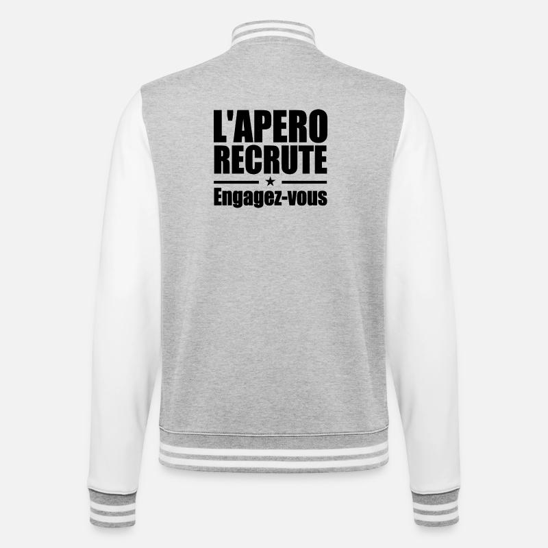 L'apéro recrute Engagez-vous - Veste Teddy - gris chiné / blanc