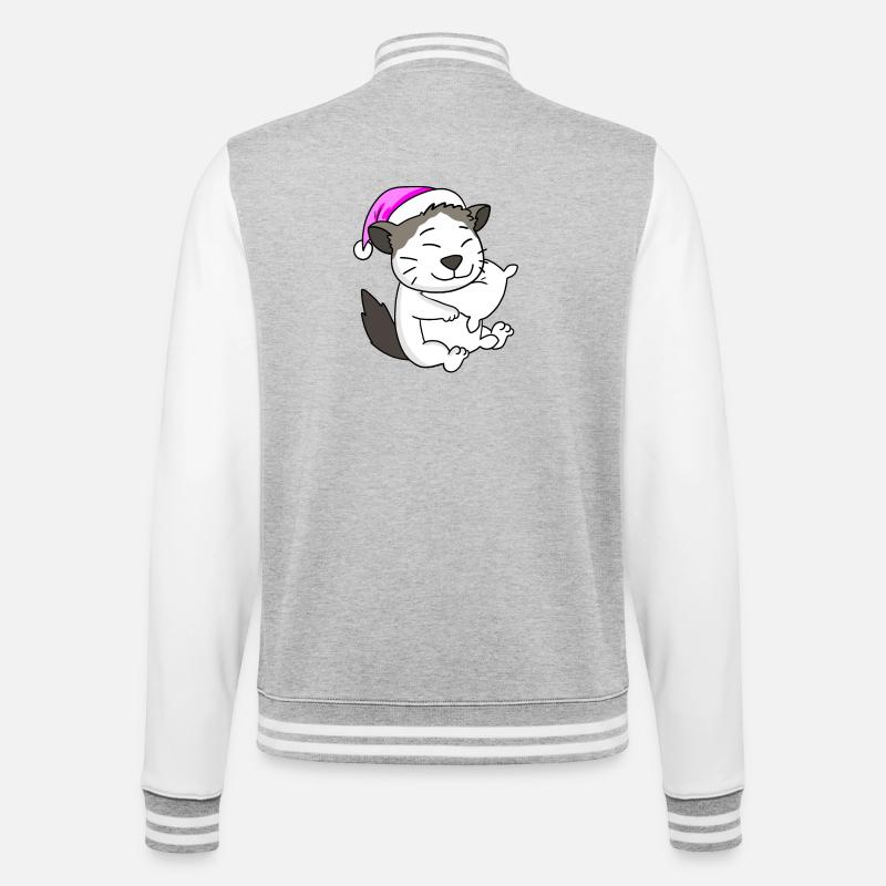 Katze Katzenrasse Ragdoll - College-Sweatjacke - Grau meliert/Weiß