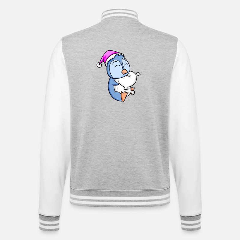 Pingouin avec oreiller - Veste Teddy - gris chiné / blanc