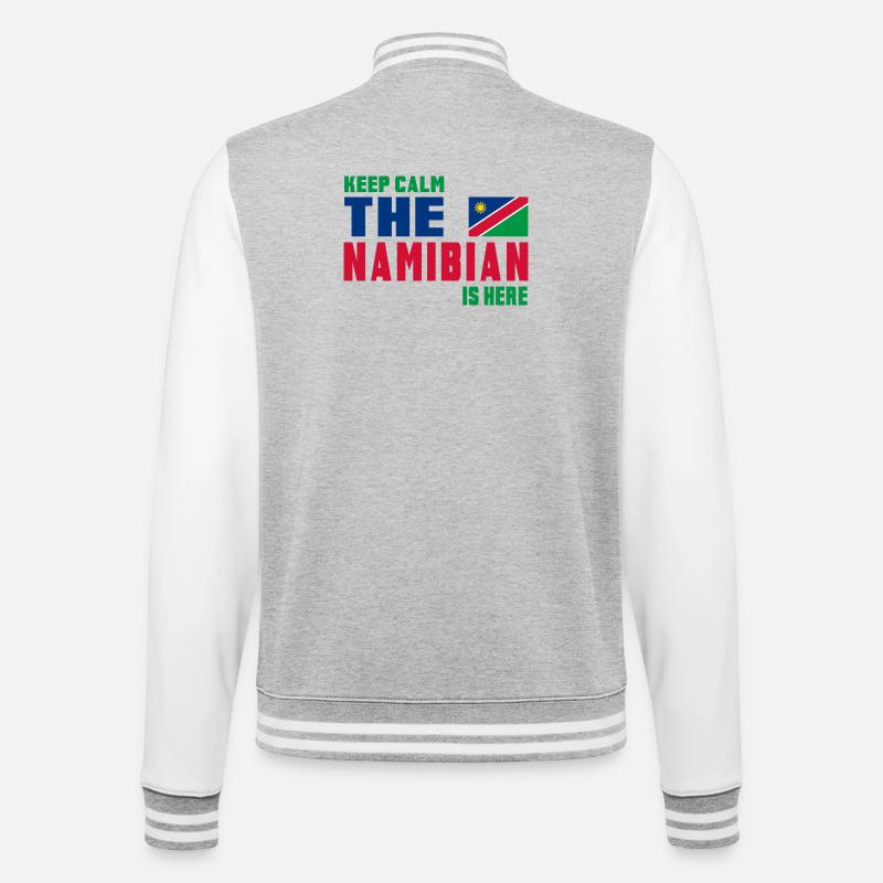 Keep Calm Namibia flag design - College Sweat Jacket - heather grey/white