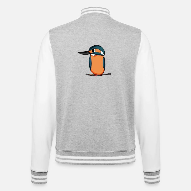 Martin-pêcheur Oiseau bleu - Veste Teddy - gris chiné / blanc