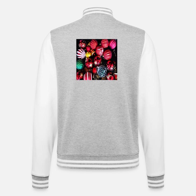 Christbaumkugeln - Weihnachtsdeko - College-Sweatjacke - Grau meliert/Weiß