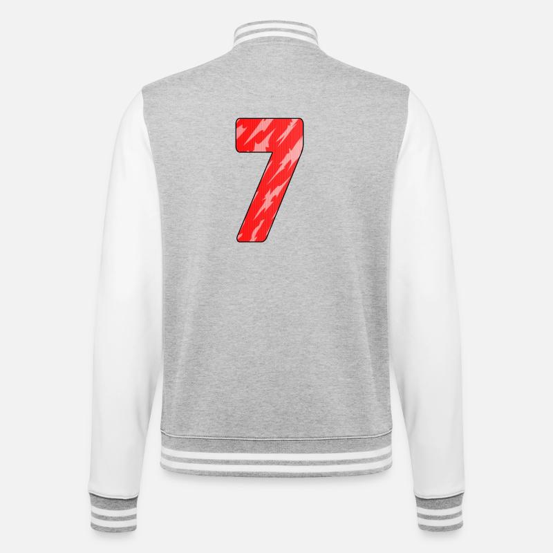 7 - College-Sweatjacke - Grau meliert/Weiß