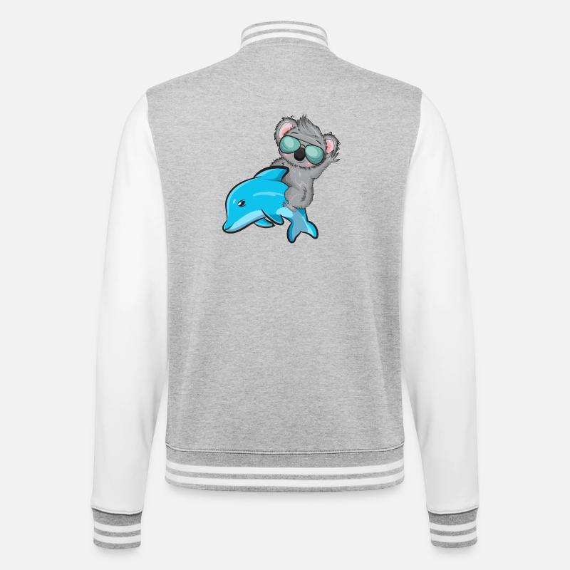 Koala und Delfin - College-Sweatjacke - Grau meliert/Weiß
