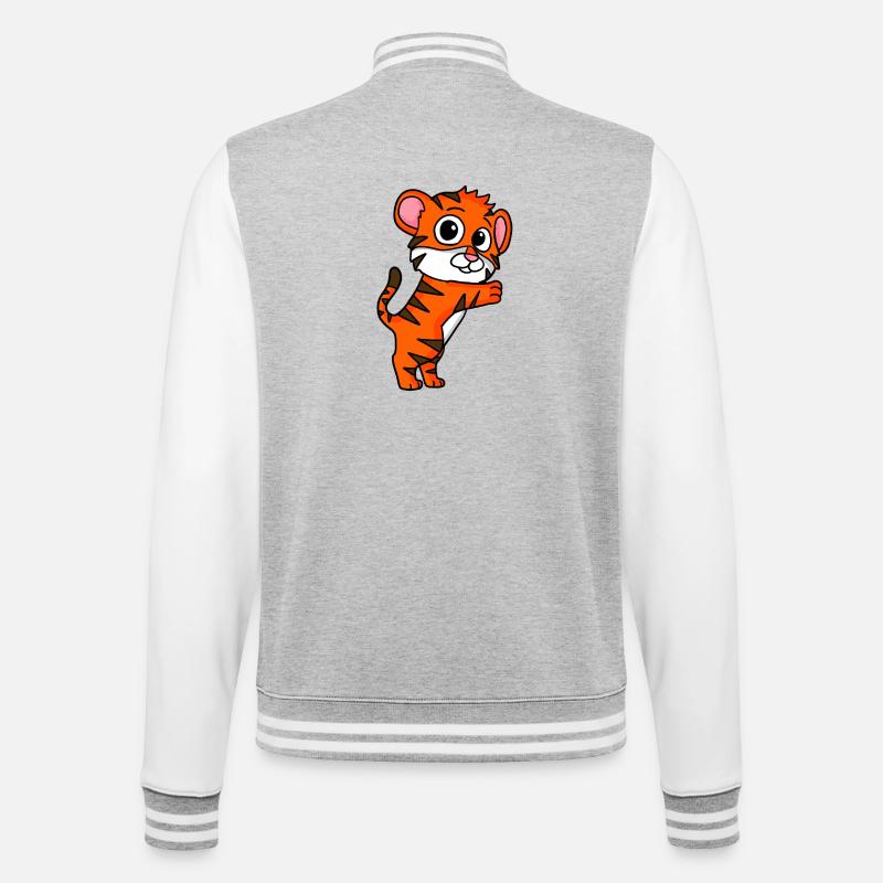 Tigre mignon - Veste Teddy - gris chiné / blanc