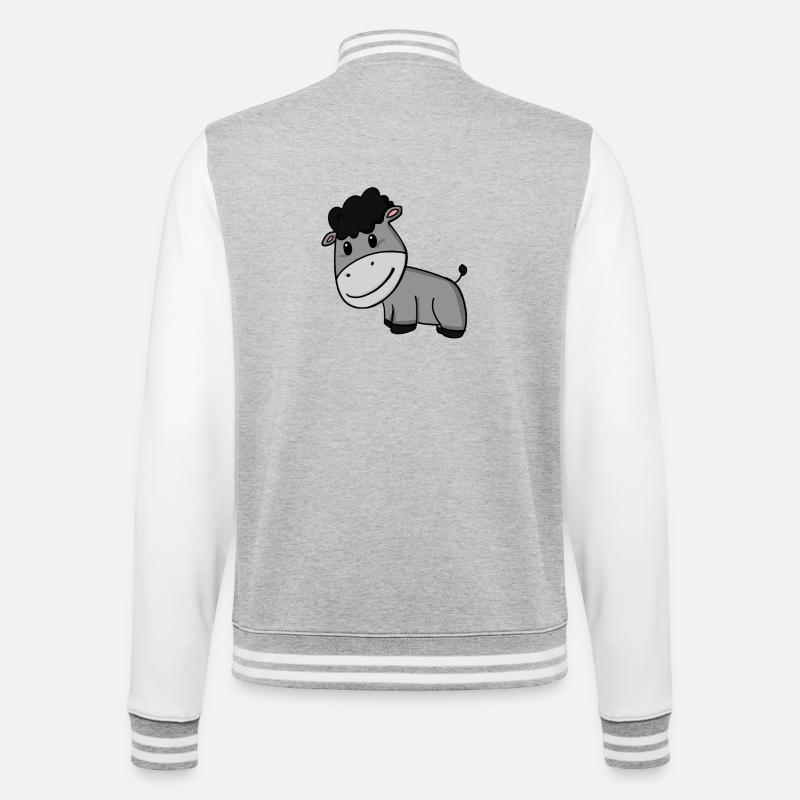 Esel - College-Sweatjacke - Grau meliert/Weiß