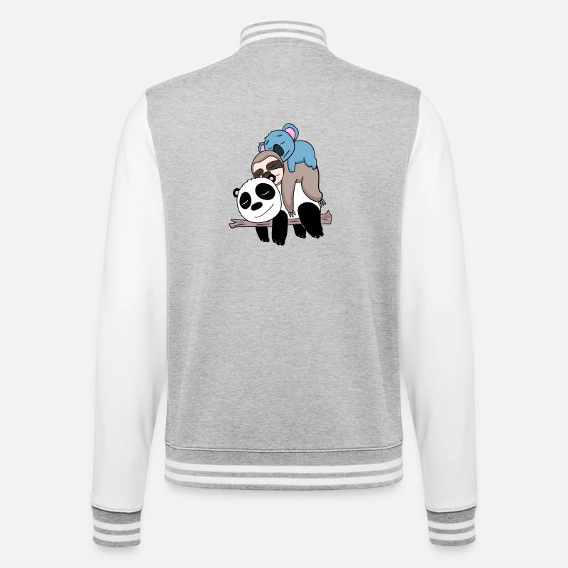 Panda sloth and koala - College Sweat Jacket - heather grey/white