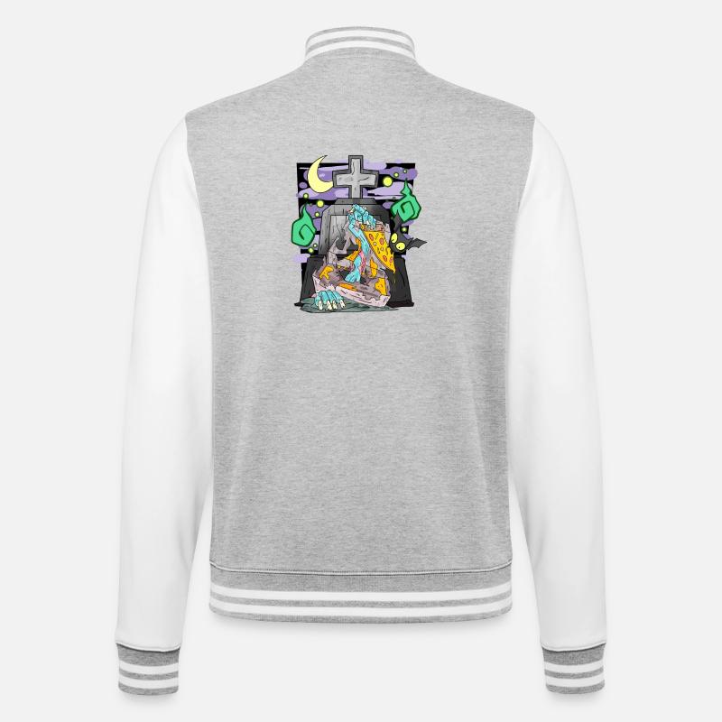 Zombie Tombstone Pizza Funny - College Sweat Jacket - heather grey/white
