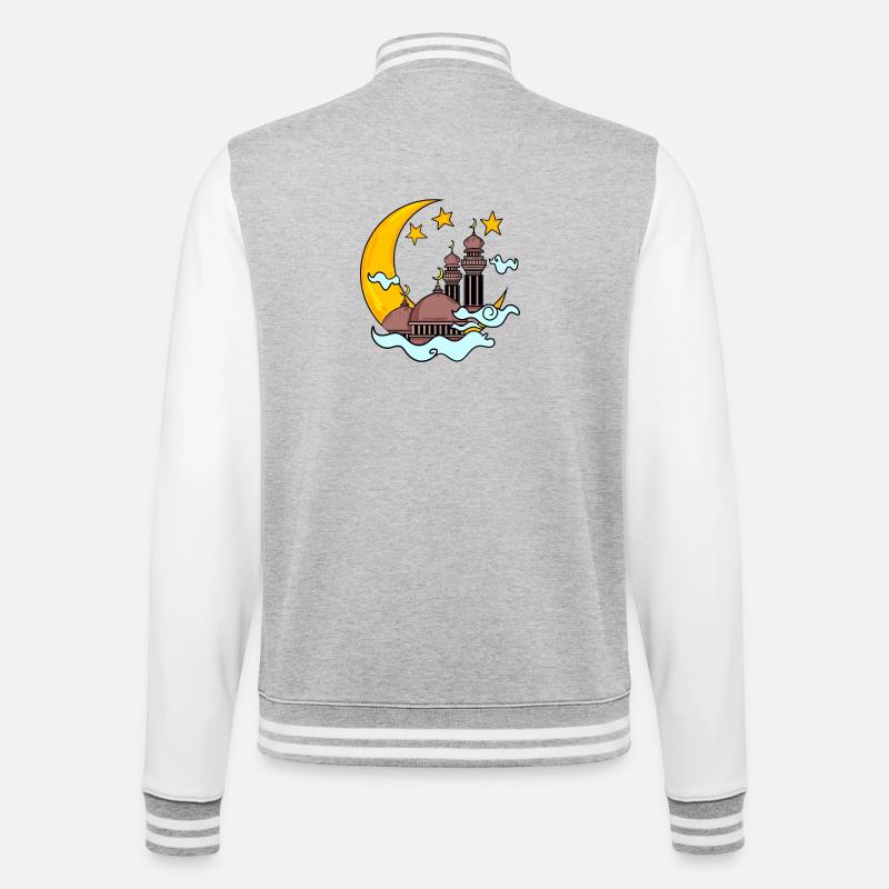 Mosque with Crescent - College Sweat Jacket - heather grey/white