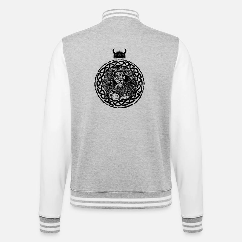 Wikinger Löwenkopf - College-Sweatjacke - Grau meliert/Weiß
