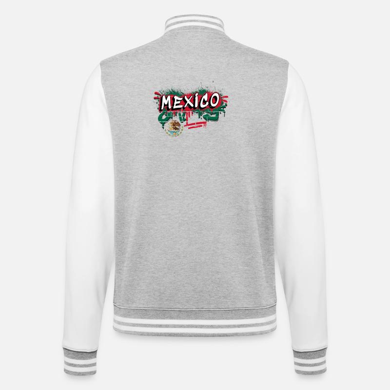 Mexiko Flagge Graffiti Design - College-Sweatjacke - Grau meliert/Weiß