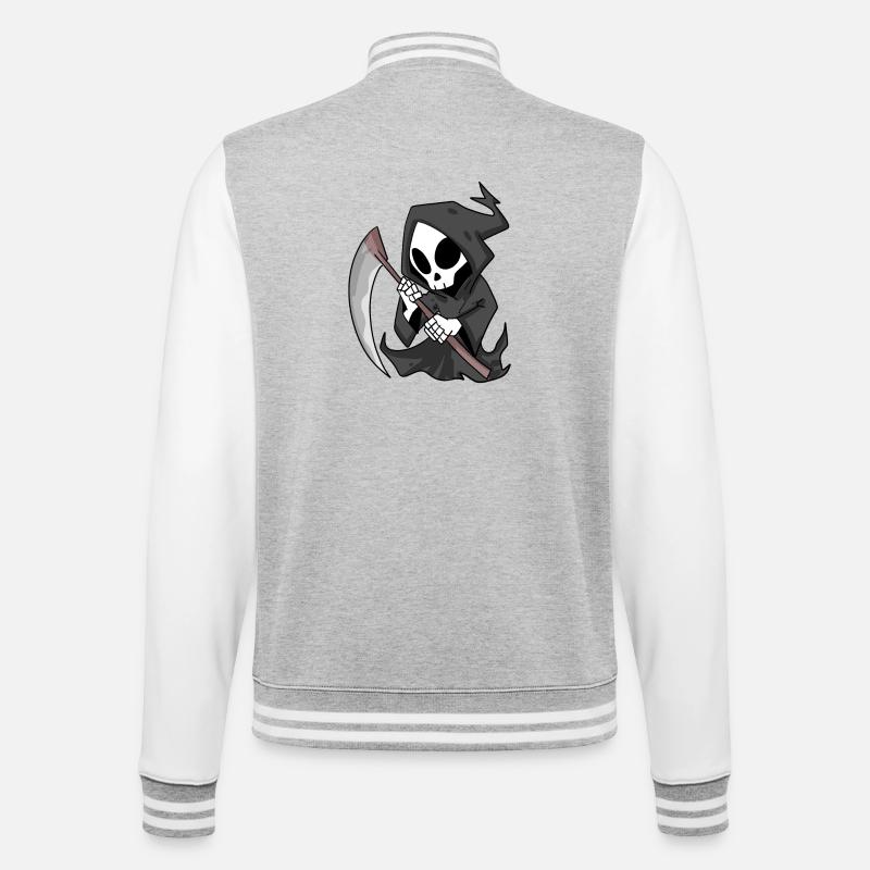 Grim Reaper with Scythe - College Sweat Jacket - heather grey/white