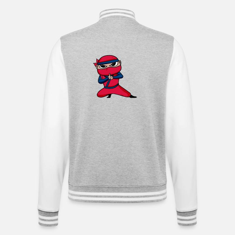 Ninja Rouge - Veste Teddy - gris chiné / blanc