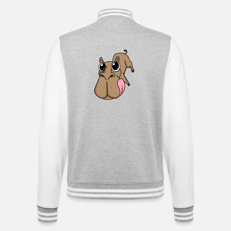 Kamel großes Gesicht - Kamel Kopf - College-Sweatjacke - Grau meliert/Weiß