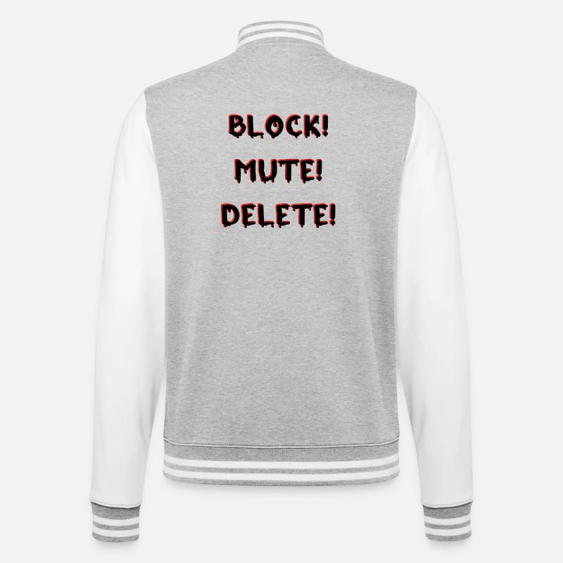 BLOCK MUTE DELETE - College-Sweatjacke - Grau meliert/Weiß