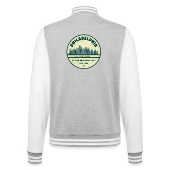 Philadelphia Skyline Abzeichen - College-Sweatjacke - Grau meliert/Weiß - Hinten - Marisol (170cm)