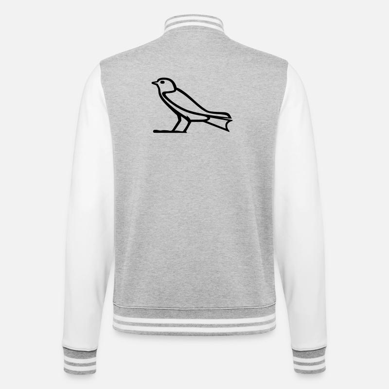 Bird hieroglyph - College Sweat Jacket - heather grey/white