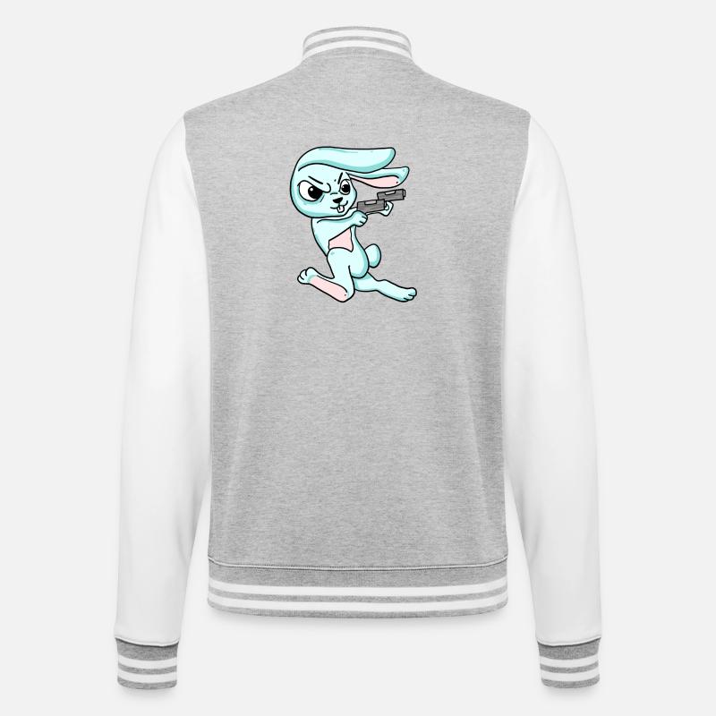 Lapin avec pistolet - Veste Teddy - gris chiné / blanc