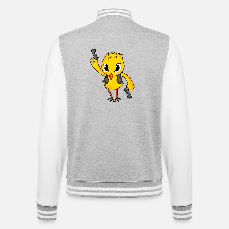 Chicks with pistol - College Sweat Jacket - heather grey/white