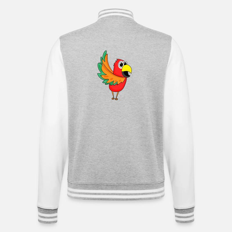 Papagei Dschungel - College-Sweatjacke - Grau meliert/Weiß