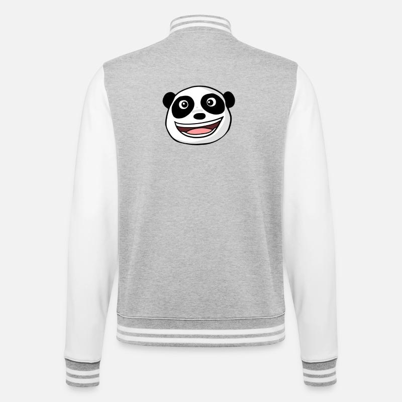 Panda Kopf - College-Sweatjacke - Grau meliert/Weiß