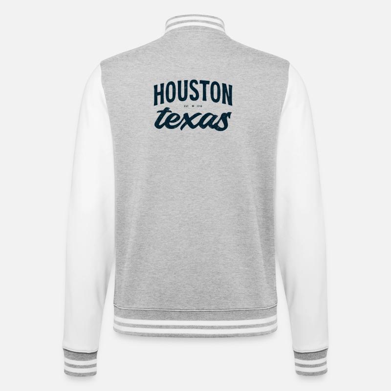Houston Texas Script Emblem Tee - College Sweat Jacket - heather grey/white