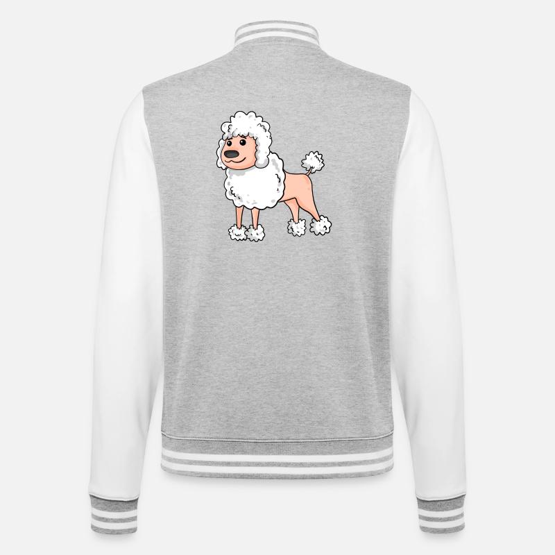 Pudel Weiß Hunderasse - College-Sweatjacke - Grau meliert/Weiß