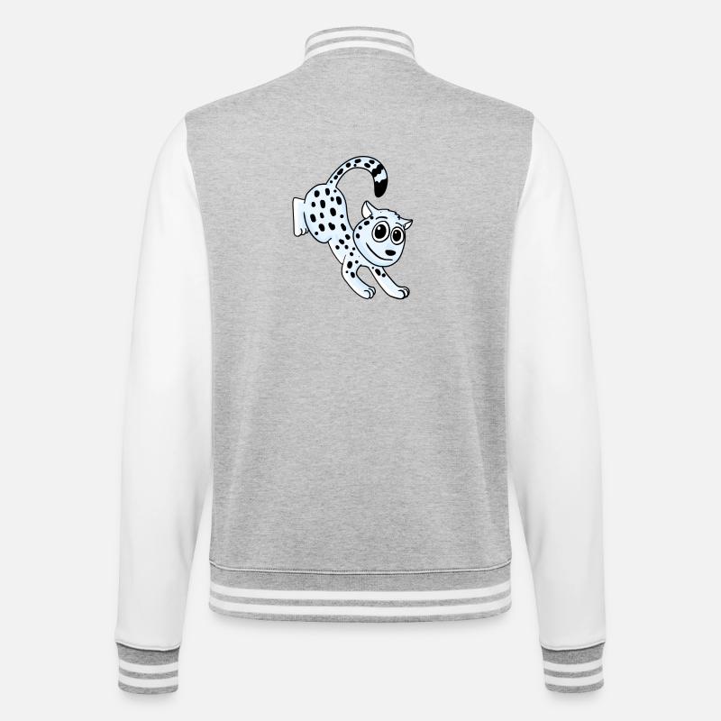 Schneeleopard Leopard - College-Sweatjacke - Grau meliert/Weiß