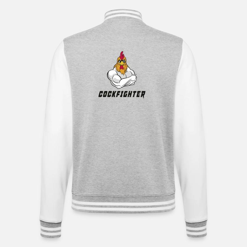 Cockfighter Design - College-Sweatjacke - Grau meliert/Weiß