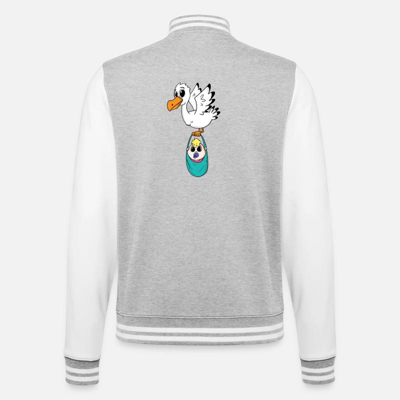 Vogel mit Baby Schwangerschaft - College-Sweatjacke - Grau meliert/Weiß