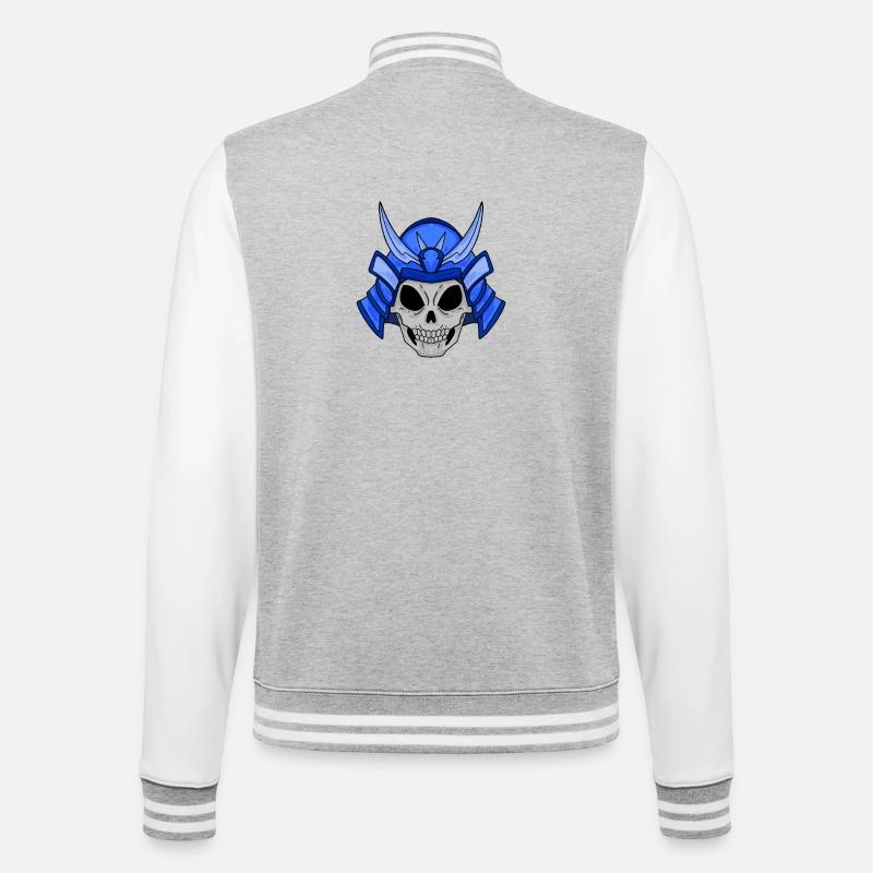 Samurai Skull - College Sweat Jacket - heather grey/white
