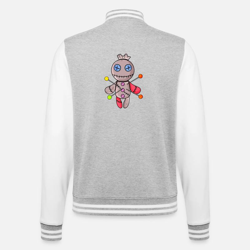 Poupée vaudou - Veste Teddy - gris chiné / blanc