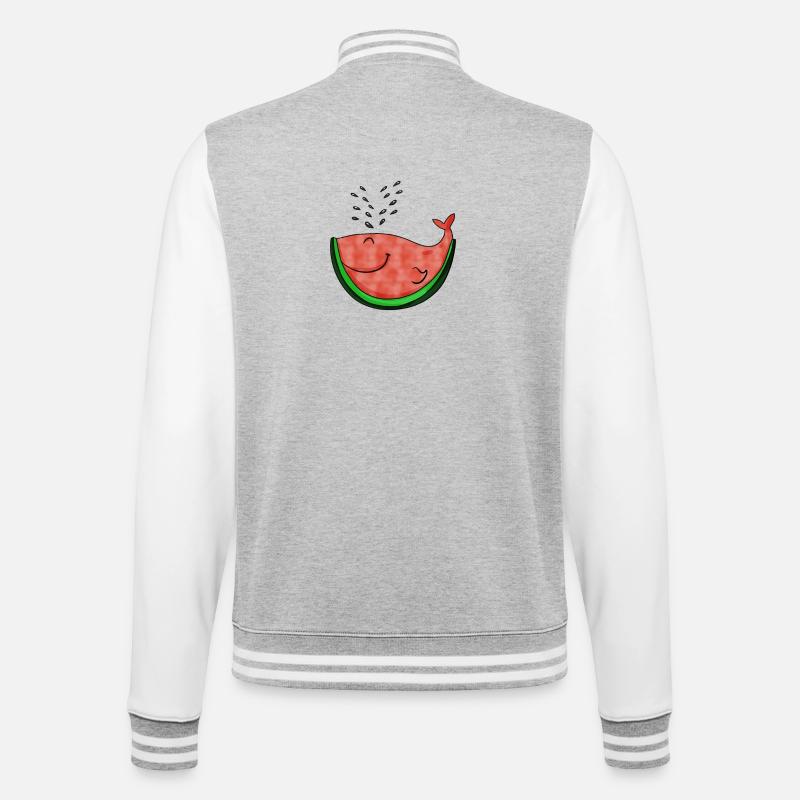 Watermelon Whale Gift - College Sweat Jacket - heather grey/white