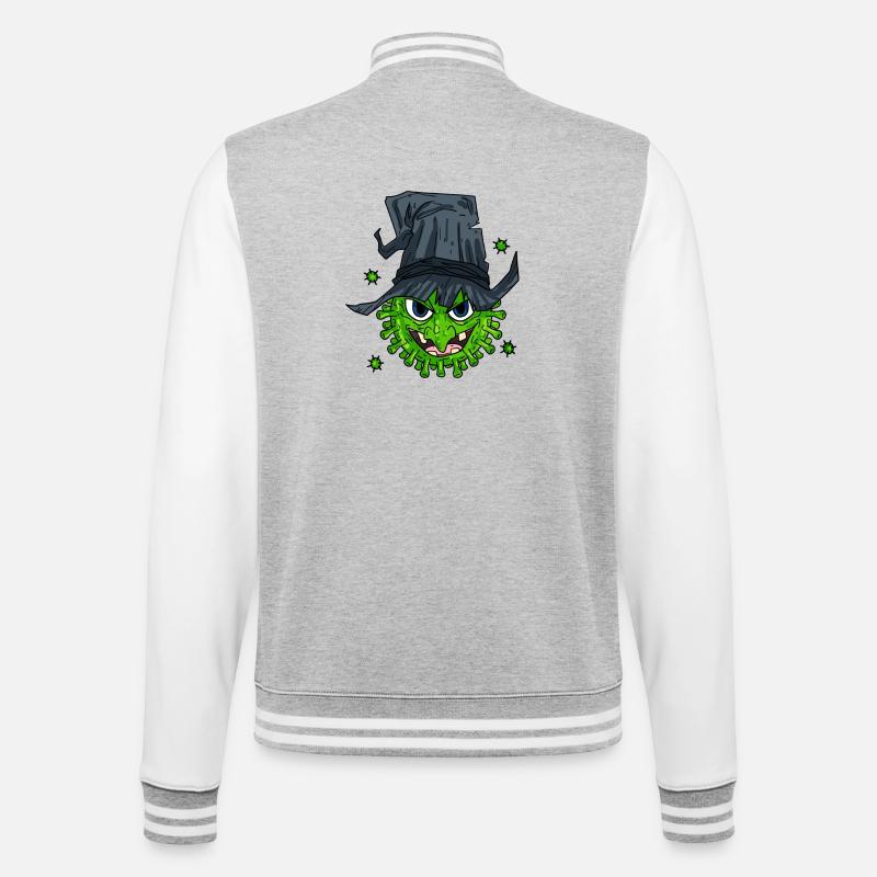 Hexe Virus - College-Sweatjacke - Grau meliert/Weiß