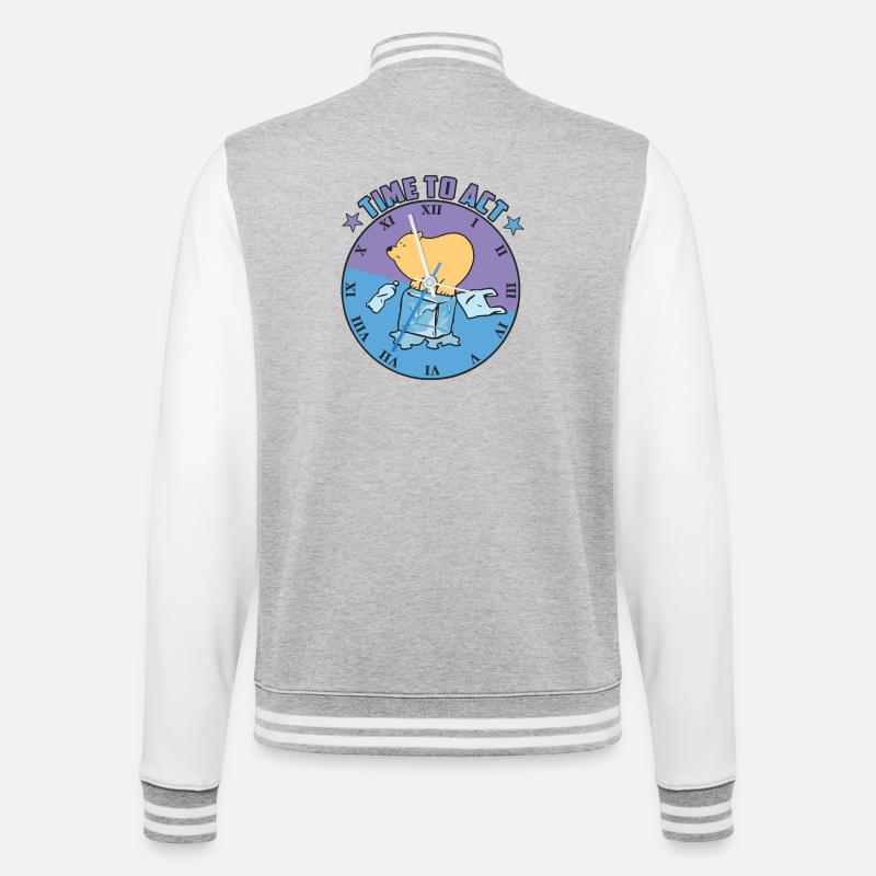 Eisbär auf eis - College-Sweatjacke - Grau meliert/Weiß