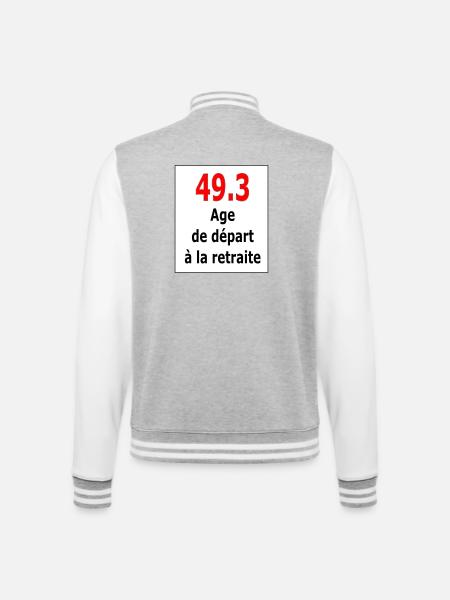 49.3 - Veste Teddy - gris chiné / blanc