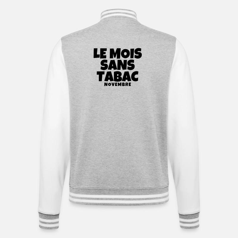 tabac, mois sans tabac, anti tabac - Veste Teddy - gris chiné / blanc