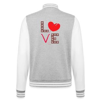 Love to Craft - Crochet or Crafting Gift Idea - College-Sweatjacke - Grau meliert/Weiß - Hinten - Marisol (170cm)