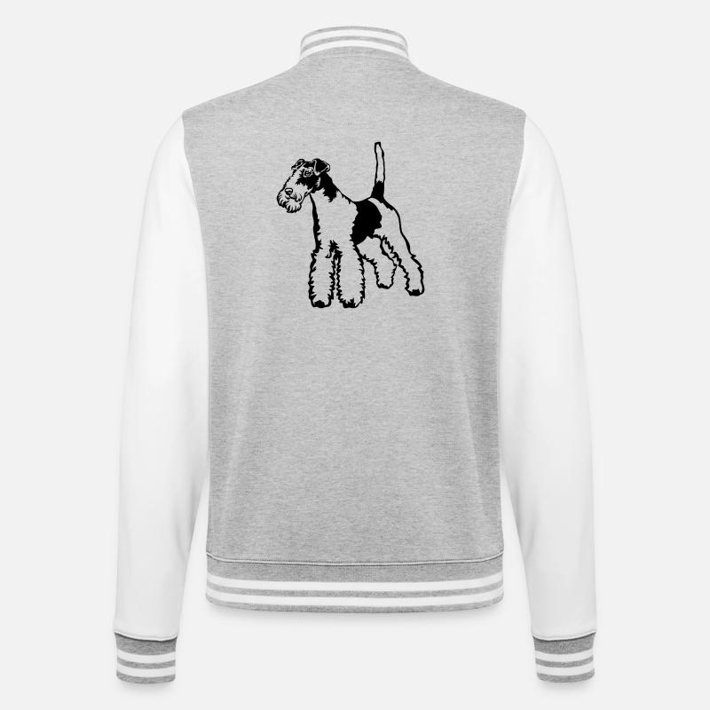 Foxterrier - College-Sweatjacke - Grau meliert/Weiß