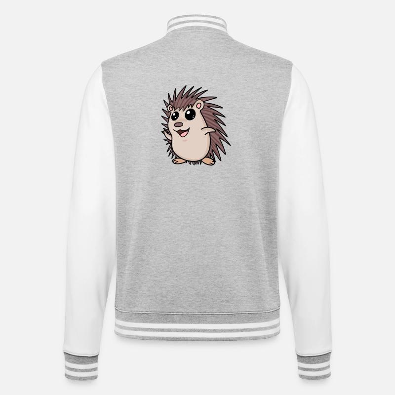 Motif hérisson - Veste Teddy - gris chiné / blanc