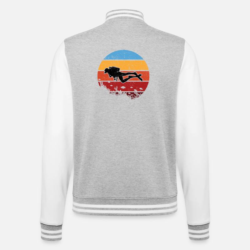 Sunset Diver Silhouette - College-Sweatjacke - Grau meliert/Weiß