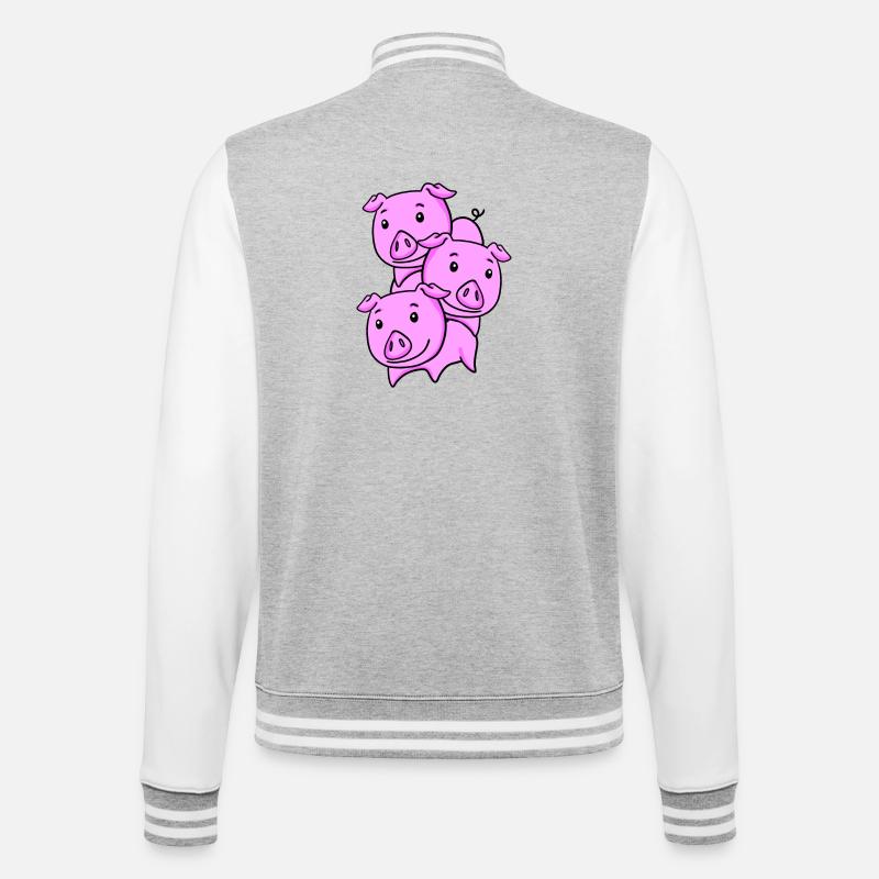 Cute pigs - College Sweat Jacket - heather grey/white