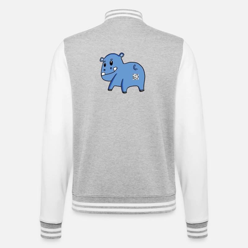 Hippo Ass - Hippopotamus Butt - College Sweat Jacket - heather grey/white