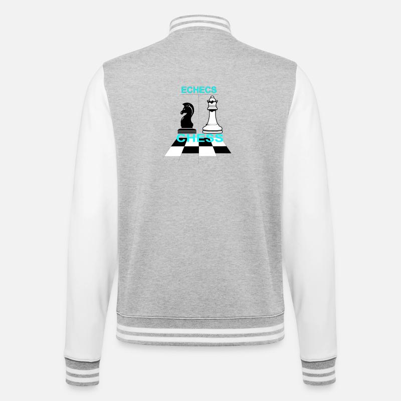 Echecs - Veste Teddy - gris chiné / blanc