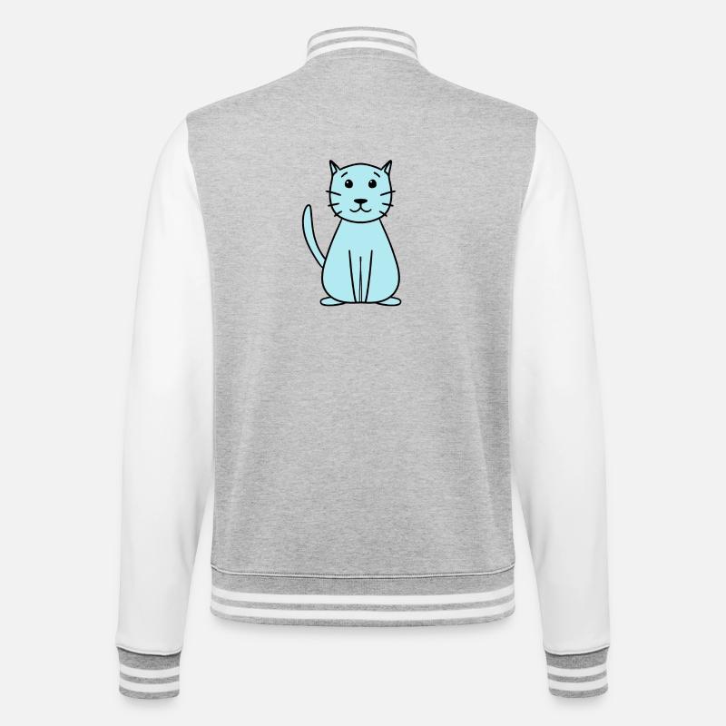 einfache niedliche Katze - College-Sweatjacke - Grau meliert/Weiß