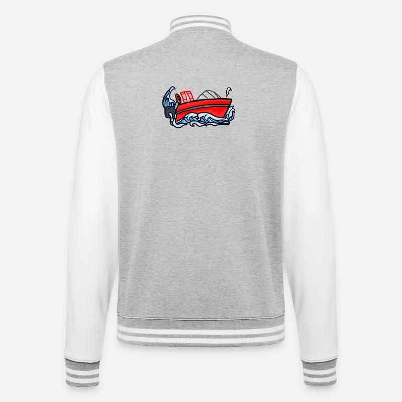 Feuerwehr Boot - College-Sweatjacke - Grau meliert/Weiß