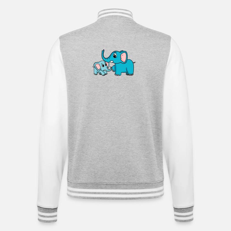 Elephant with baby elephant - College Sweat Jacket - heather grey/white