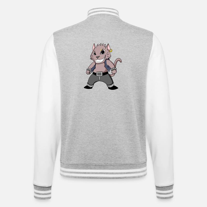 Chat cool - Veste Teddy - gris chiné / blanc